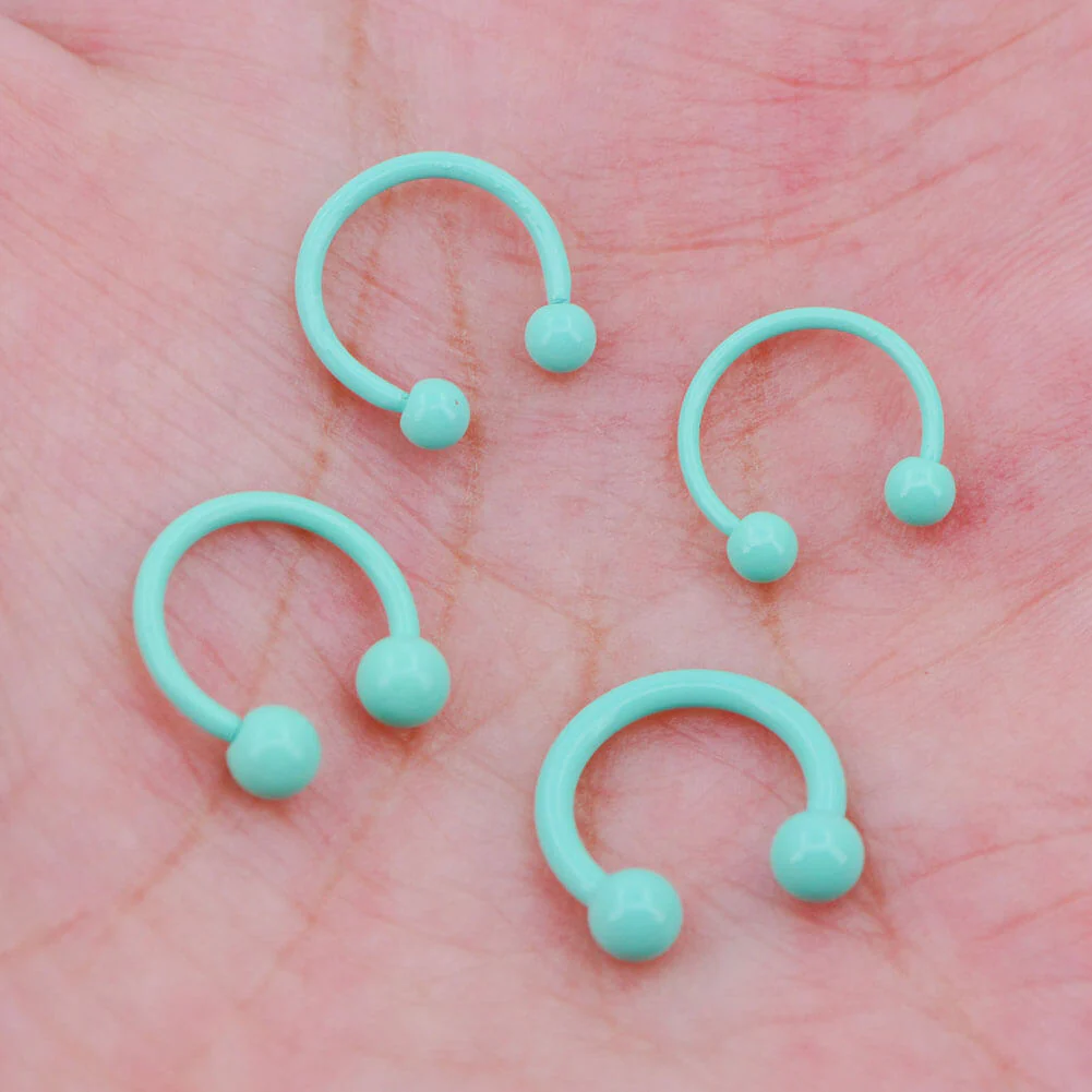 Macaron Green Horseshoe Septum Ring Set - Image 3