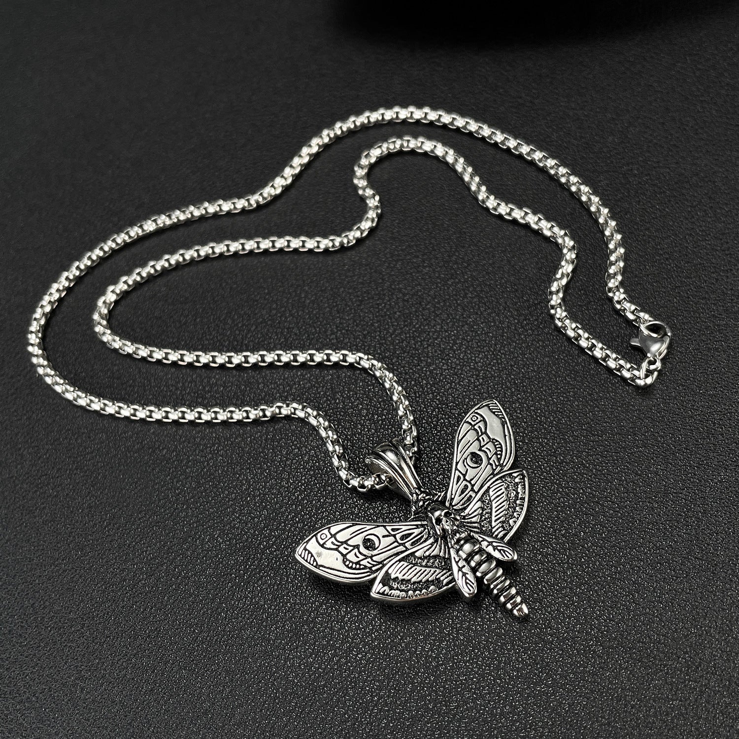 Death Moth Vintage Skeleton Necklace - Image 4