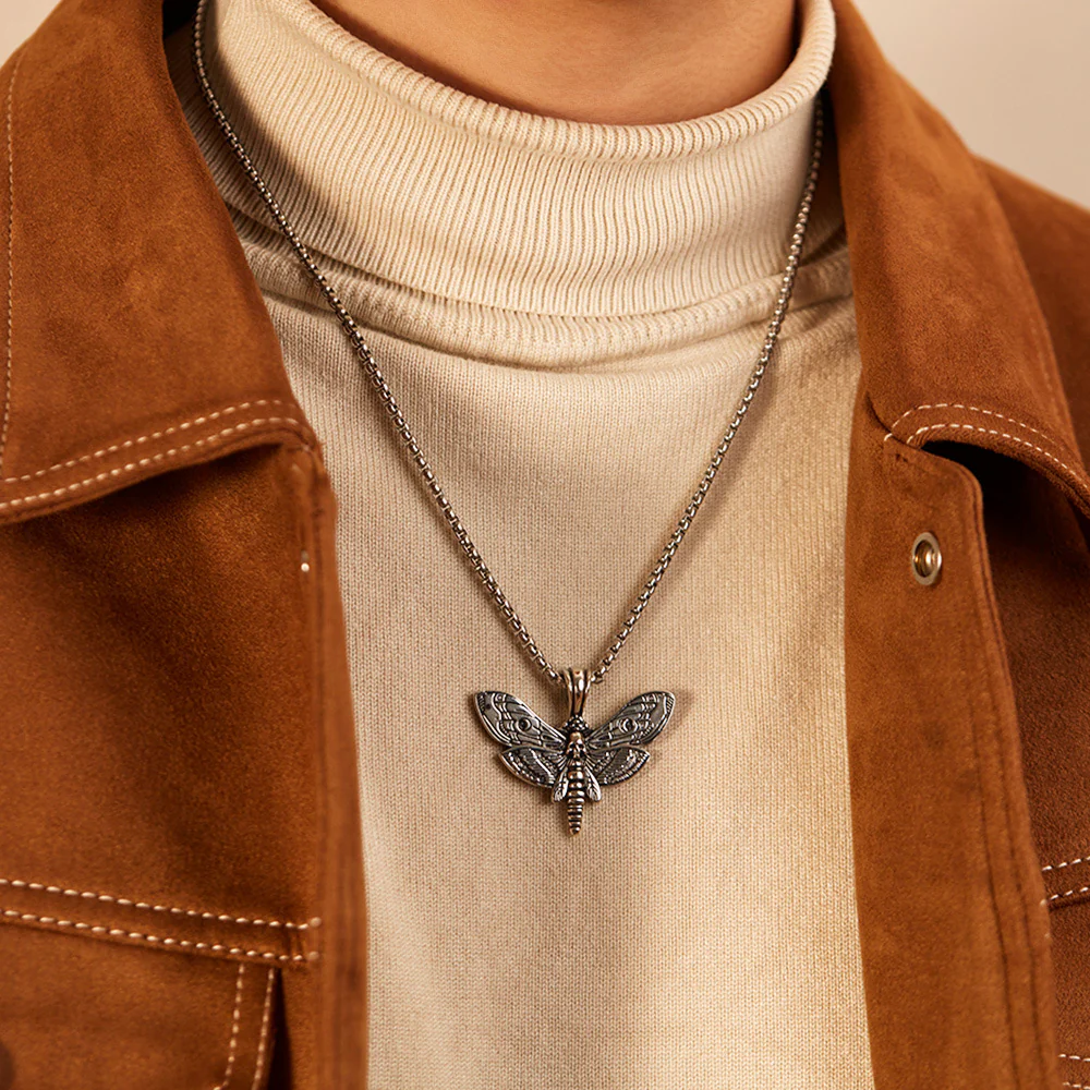 Death Moth Vintage Skeleton Necklace - Image 5