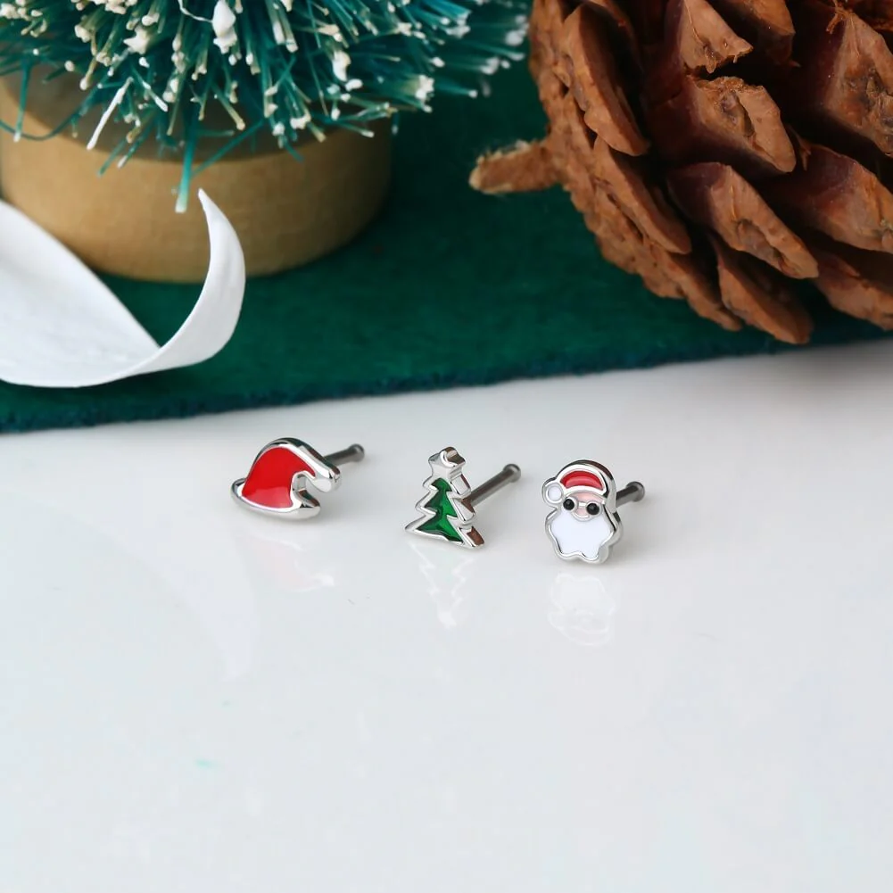 3PCS Christmas Hat/Tree/Santa Nose Studs Pack - Image 3