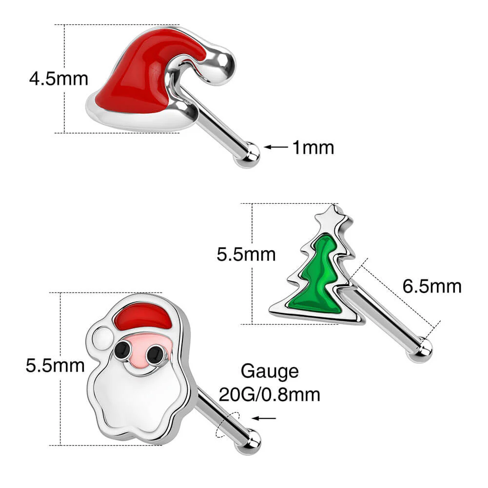 3PCS Christmas Hat/Tree/Santa Nose Studs Pack - Image 5
