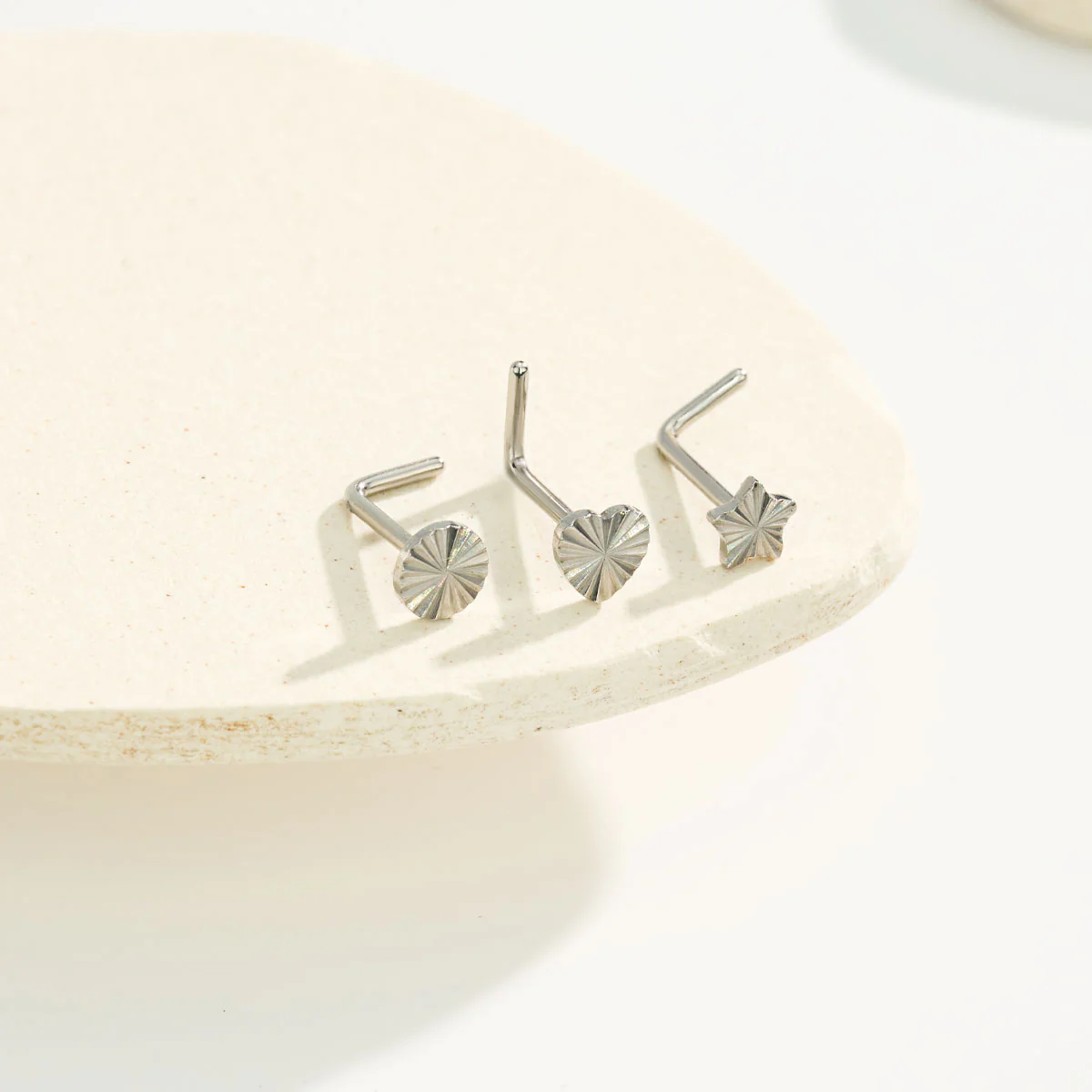 3PCS Cut Surface L-Shaped Nose Stud Set - Image 6