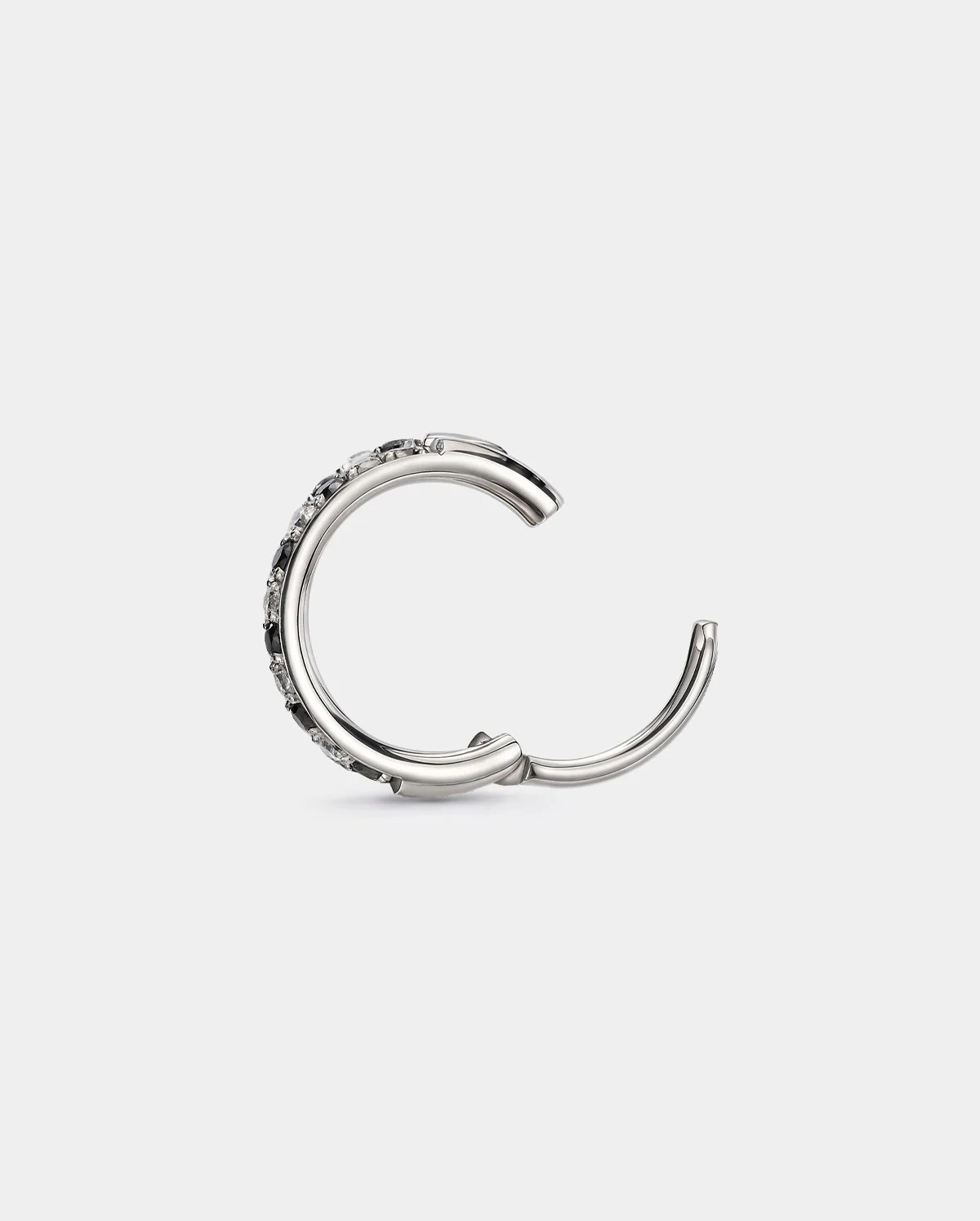 Alternating Black & Clear CZ Double Row Nose Hoop - Image 5