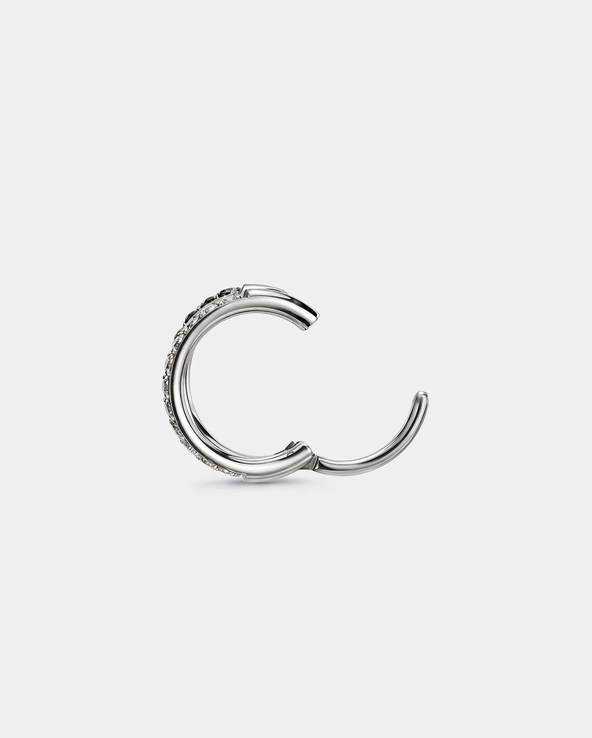 Black & Clear CZ Double Row Nose Ring - Image 4