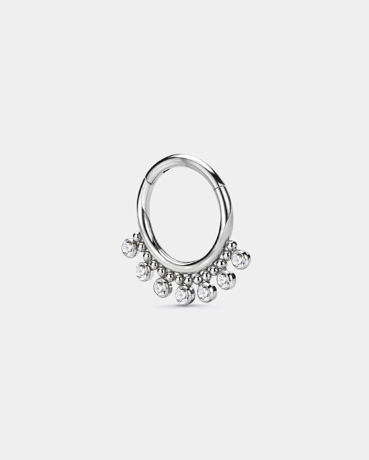 Delicate Beaded & CZ Segment Septum Hoop - Image 4