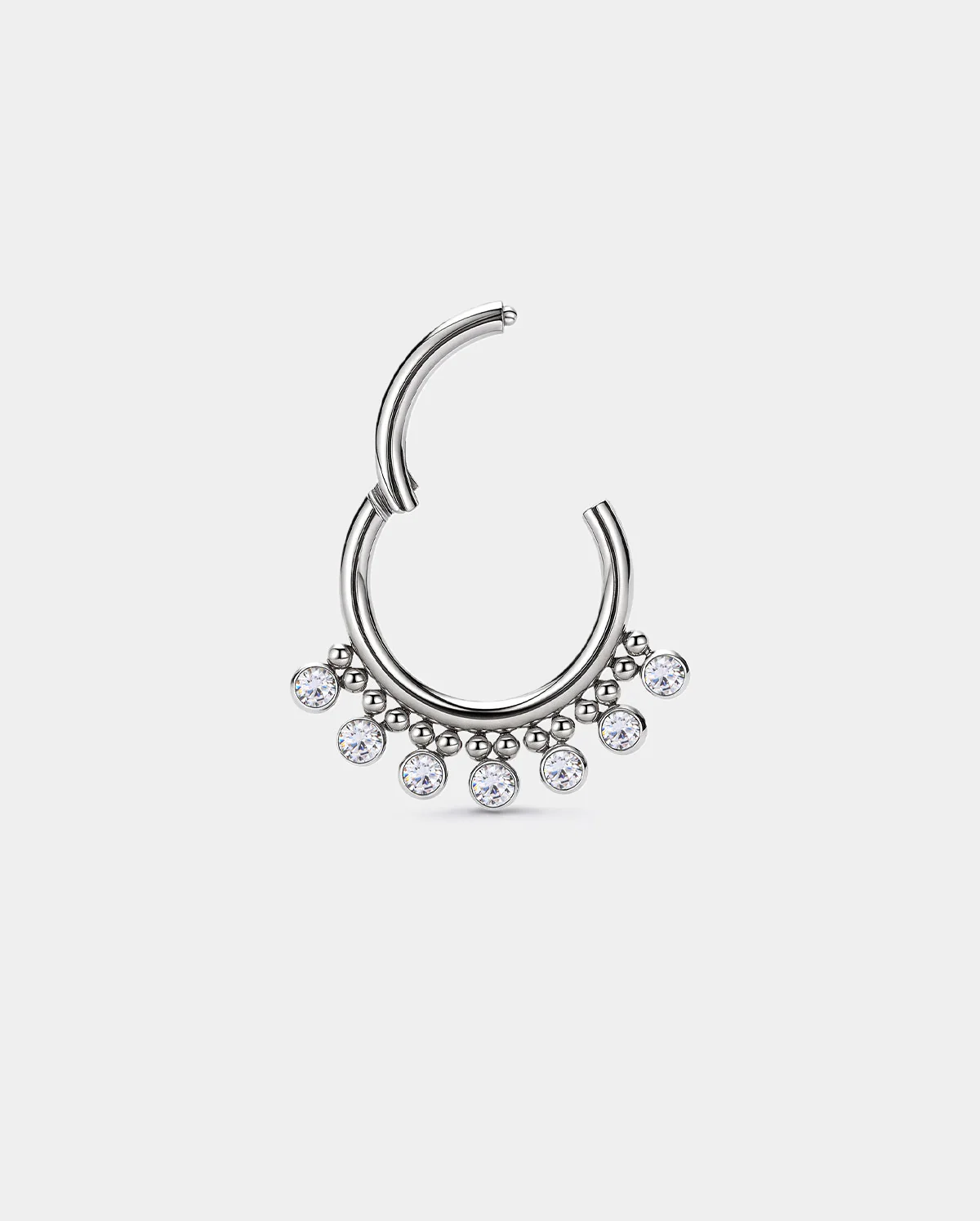Delicate Beaded & CZ Segment Septum Hoop - Image 5