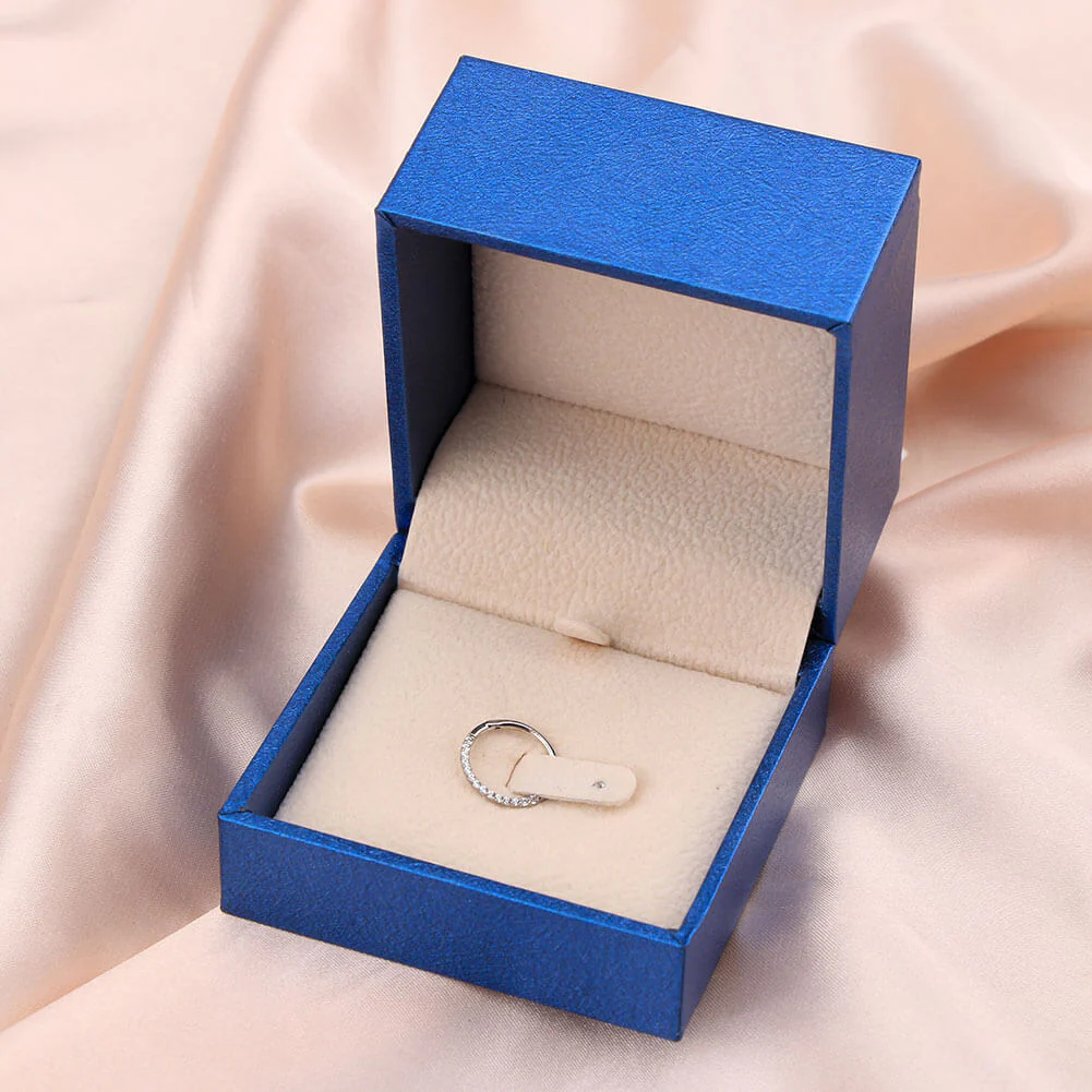 14K White Gold Clear CZ Segment Septum Ring - Image 3