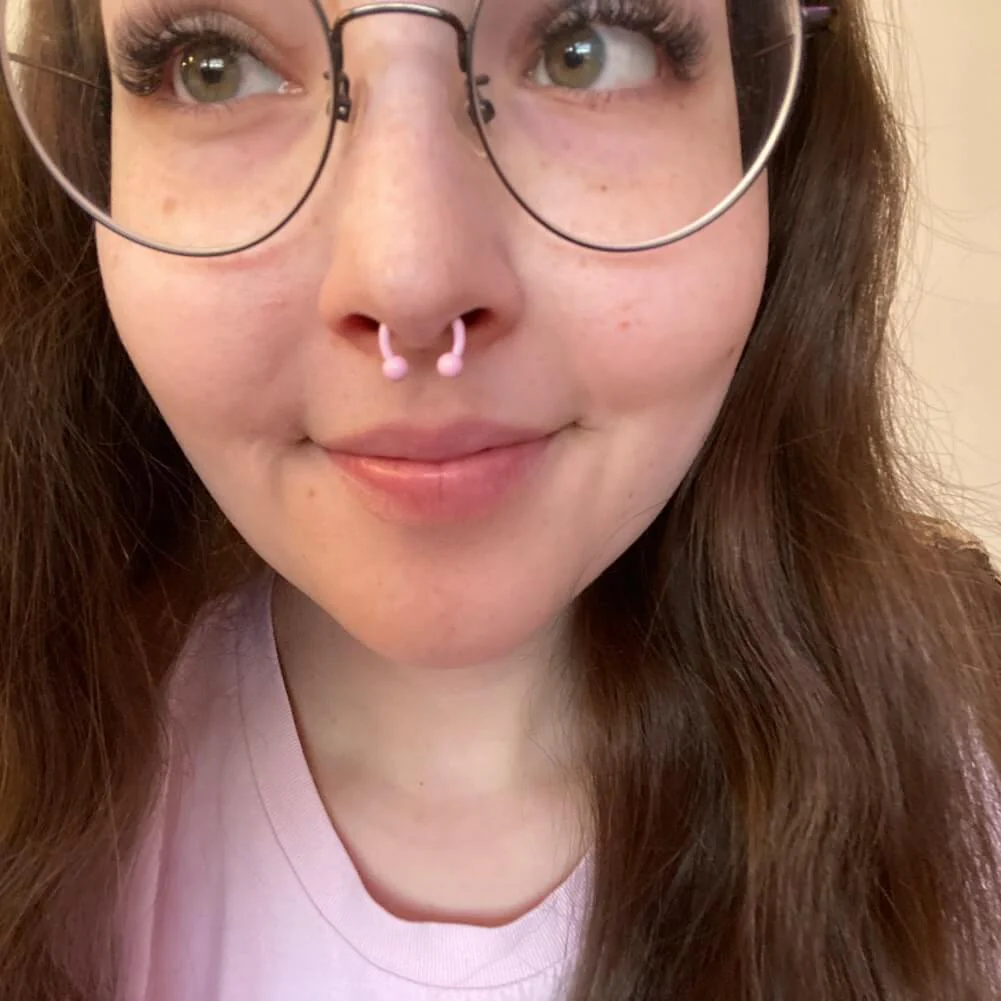 Macaron Pink Horseshoe Septum Ring - Image 3