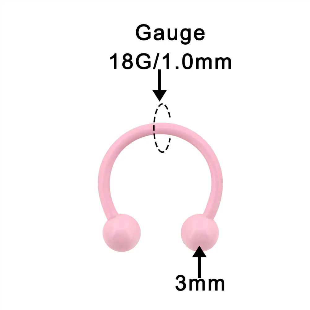 Macaron Pink Horseshoe Septum Ring - Image 5