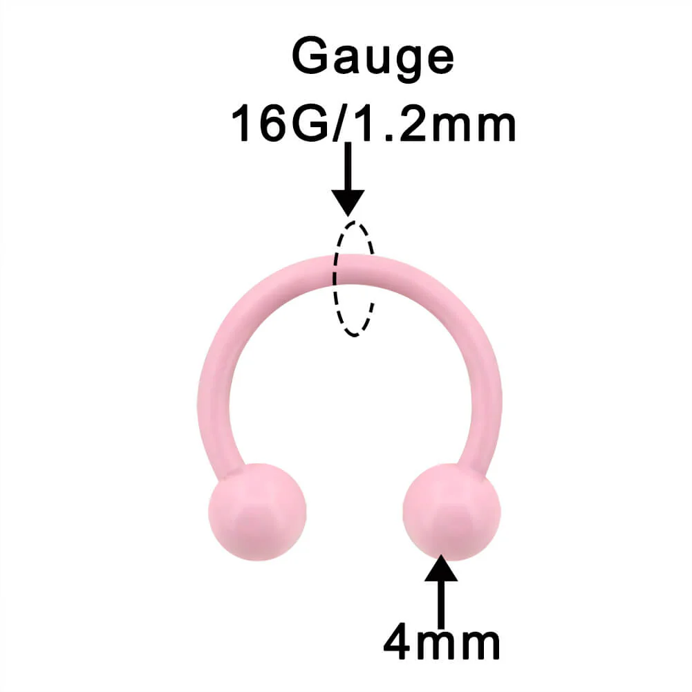 Macaron Pink Horseshoe Septum Ring - Image 6