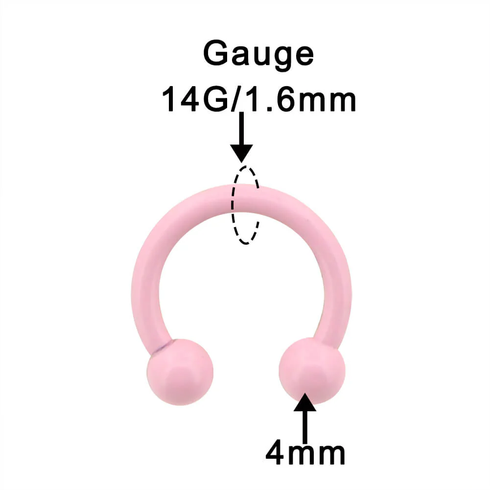 Macaron Pink Horseshoe Septum Ring - Image 7
