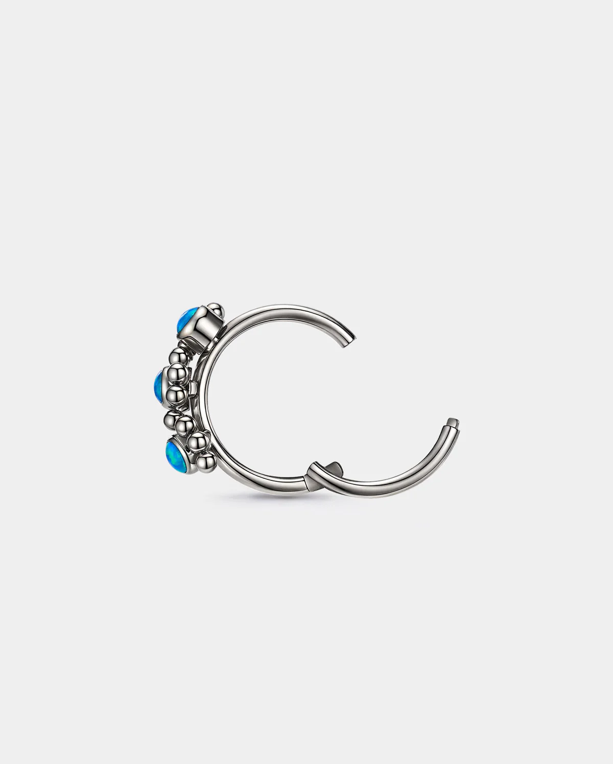 Triple Lab-Grown Lab-Grown Opal Beaded Side Nose Hoop - Image 5