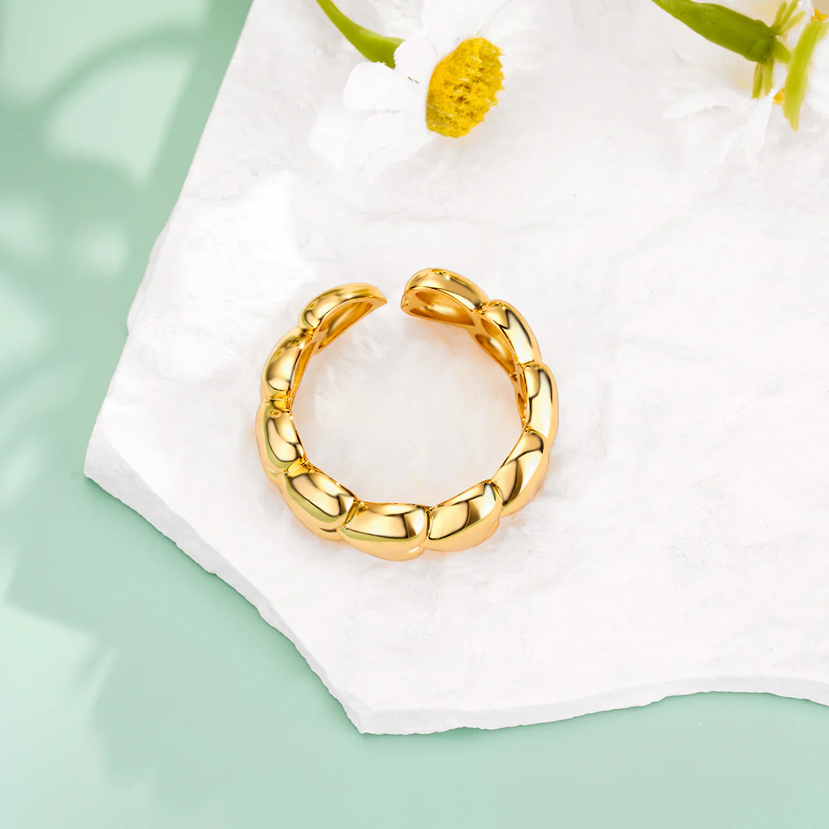 Chubby Heart Adjustable Open Ring - Image 3