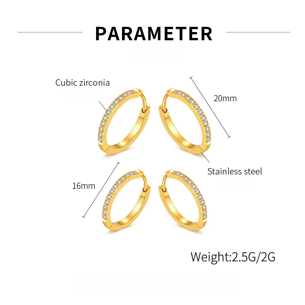 Oufer Stainless Steel Hand Polish CZ Hoop Earring  For Women Party Daily Gift - Image 4