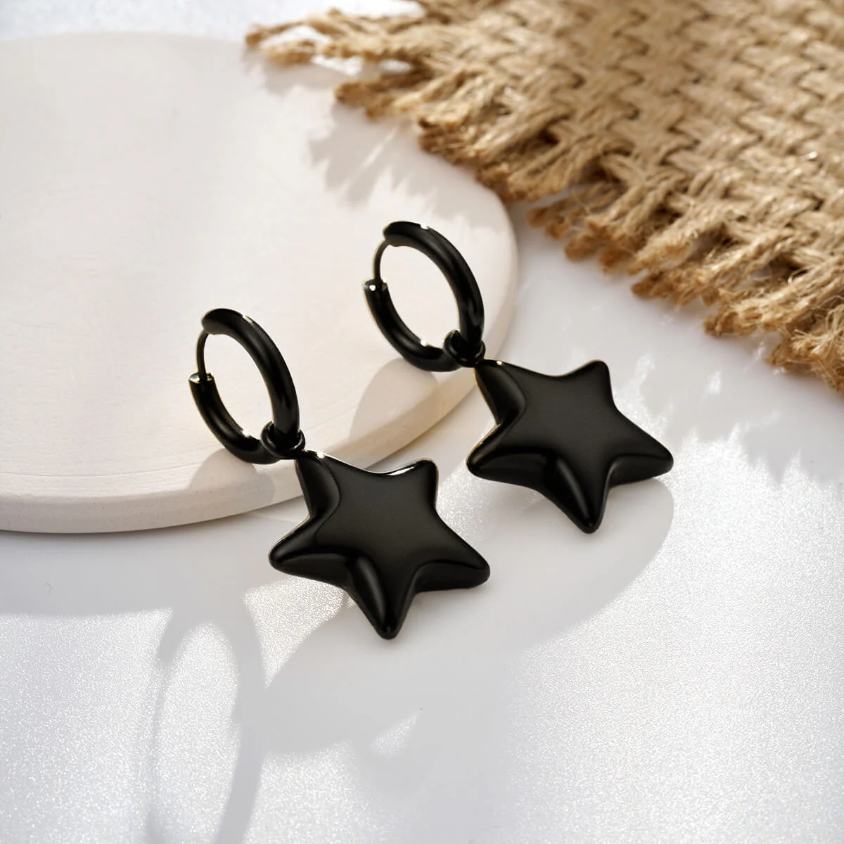 Bubble Star Water Safe Stainless Steel Hoop Earrings - Image 3