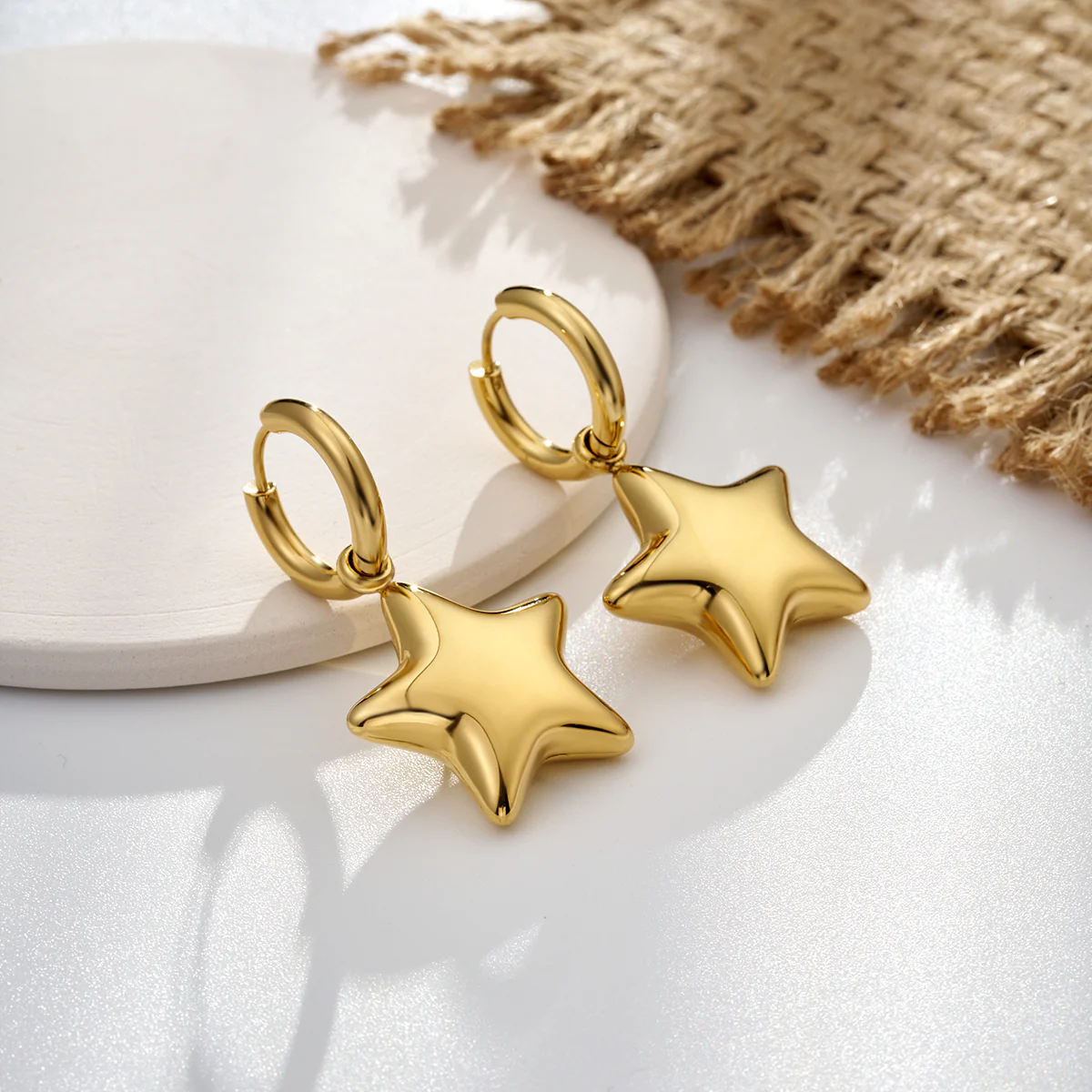 Bubble Star Water Safe Stainless Steel Hoop Earrings - Image 5