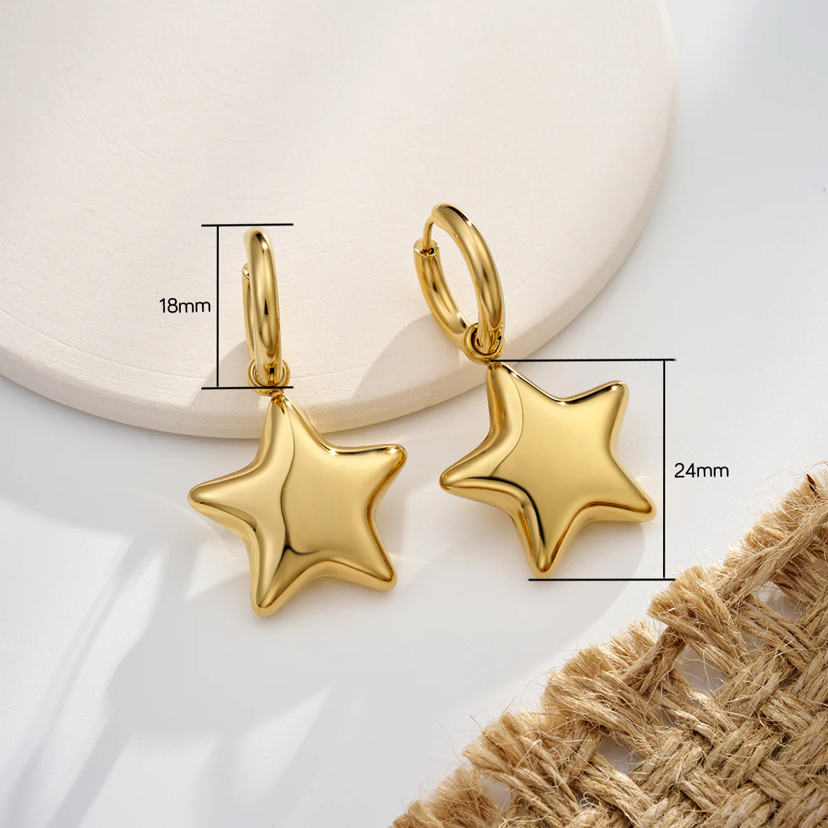 Bubble Star Water Safe Stainless Steel Hoop Earrings - Image 6