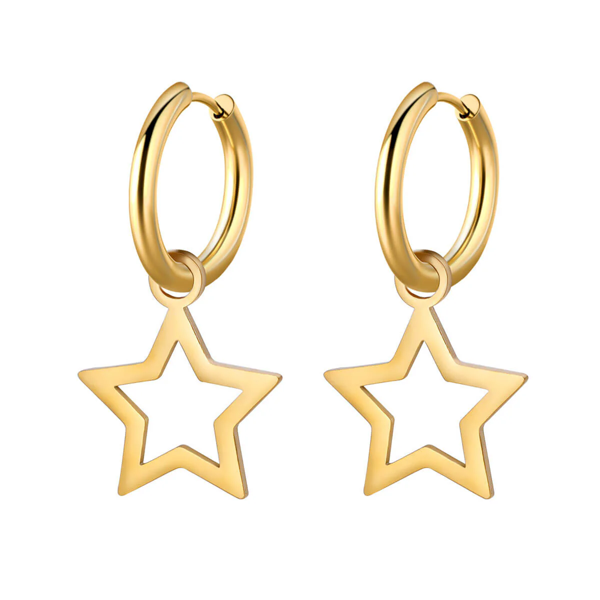 2PCS Oufer Star Hoop Clicker Earrings - Image 3