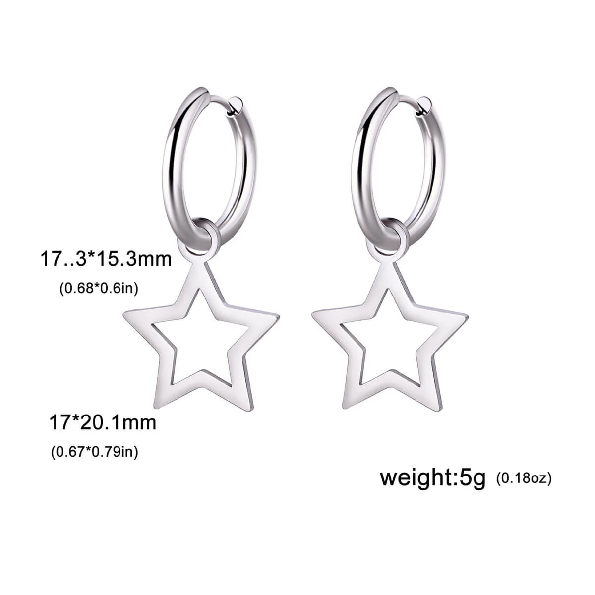 2PCS Oufer Star Hoop Clicker Earrings - Image 6