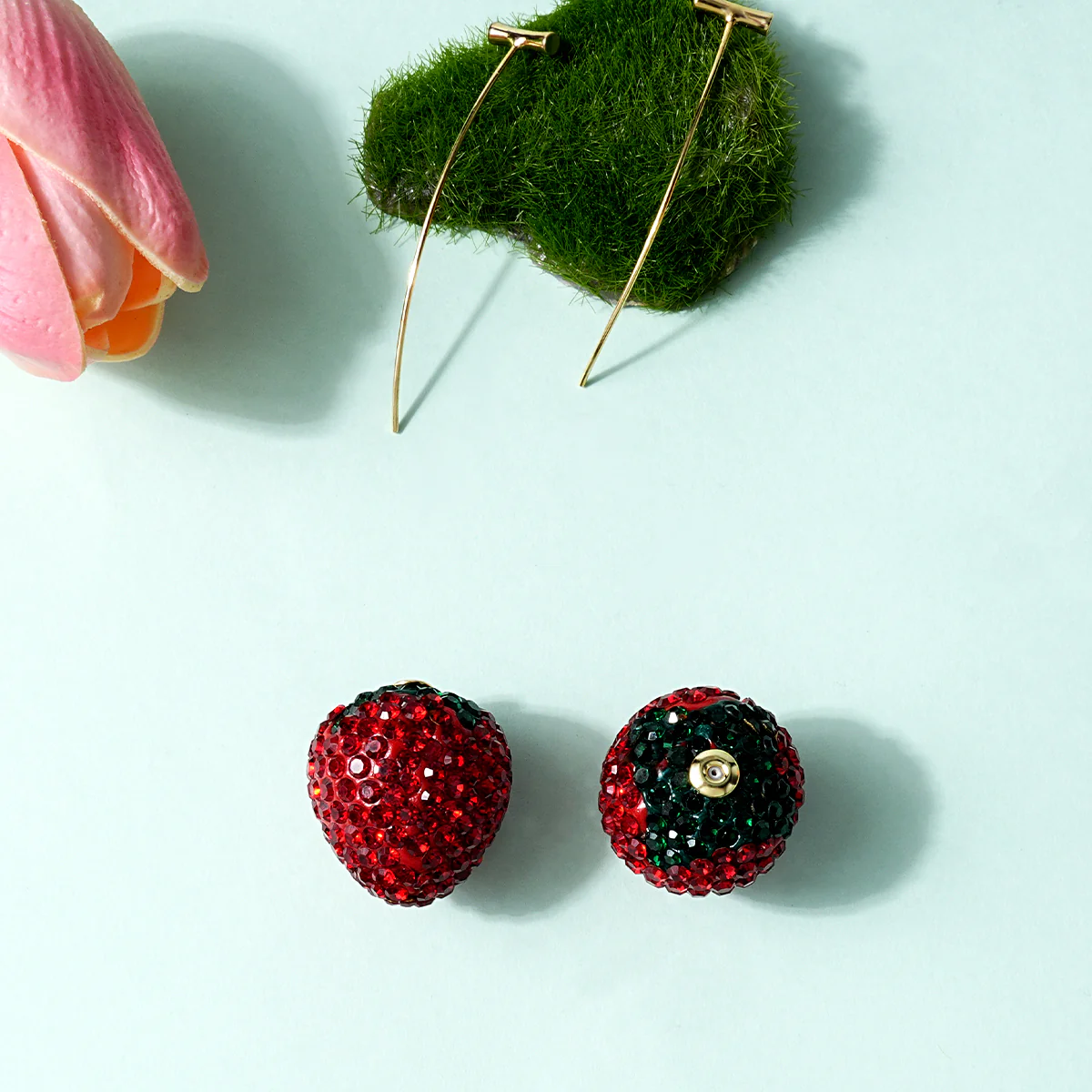 Strawberry Threadless Push-In Drop Earrings - Image 4