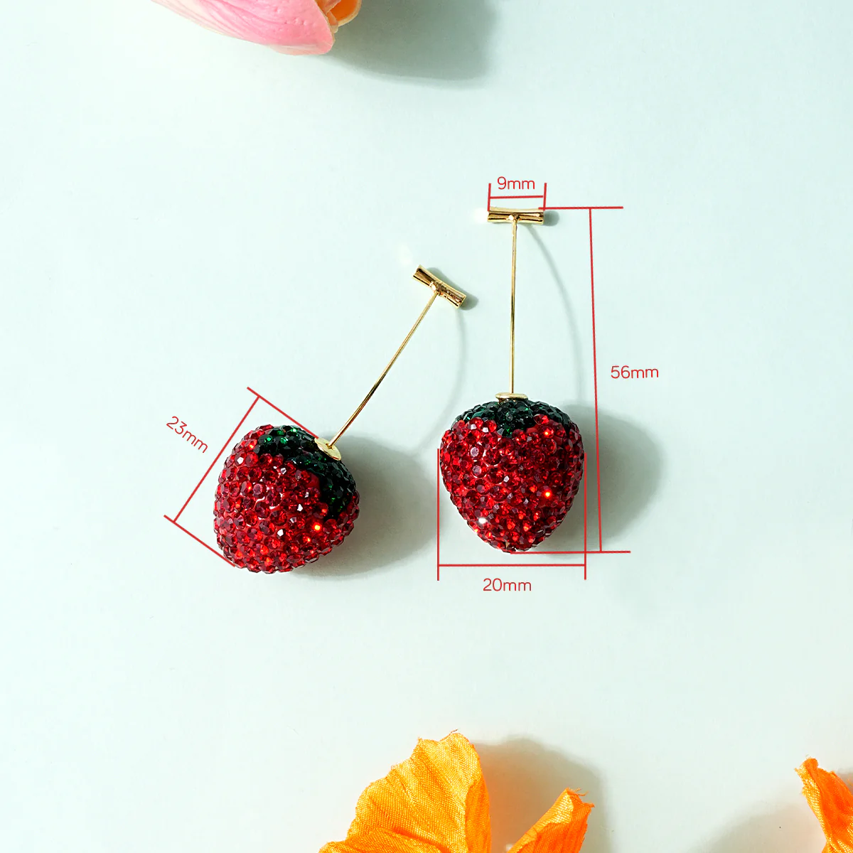 Strawberry Threadless Push-In Drop Earrings - Image 5